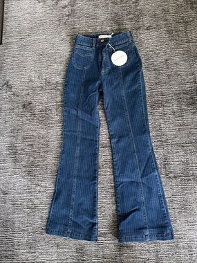 See By Chloé Dark Blue Pinstripe Flare Jeans